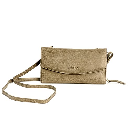 Kate Lee Damen Tabakbeutel Avec Intérieur Portefeuille Sac À Bandoulière En Cuir NLIYANE GRIS MUD Innenausstattung Geldbörse Kartenhalter Umhängetasche Zwei Schulterriemen aus Leder und Kette von Kate Lee