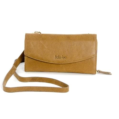 Kate Lee Damen Tobacco avec intérieur Portefeuille Sac à bandoulière en Cuir NLIYANE Interior Wallet Kartenhalter Tasche Zwei Schulterriemen aus Leder und Kette, Petit, Tabak-Braun, Petit von Kate Lee