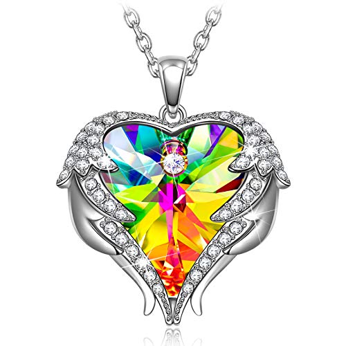 Kate Lynn Halskette Muttertagsgeschenk für Damen/Frauen, Schutzengel Herz Kette für Damen Anhänger, Kristalle aus Österreich, Jubiläum Geburtstag Schmuck Geschenke für Freundin/Mama von Kate Lynn
