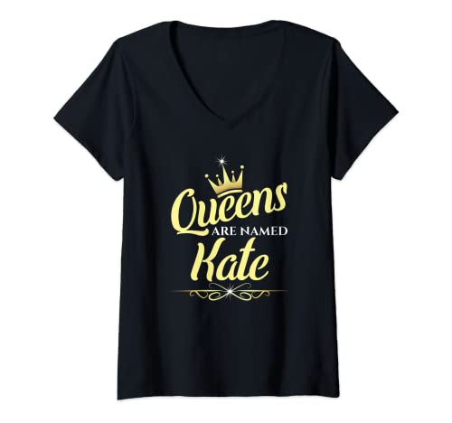 Damen Königinnen heißen Kate T-Shirt mit V-Ausschnitt Damen Königinnen heißen Kate T-Shirt mit V-Ausschnitt von Kate Name Custom Tee - Queens are Named Kate