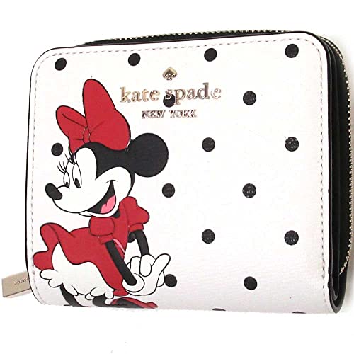 Kate Spade Disney X Minnie Mouse Small Zip Around Wallet White Polka Dot von Kate spade new york