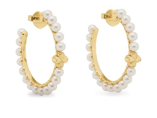 Kate Spade New York Damen-Creolen mit Spatenblüten-Perlen, Weißgold, Einheitsgröße von Kate Spade New York