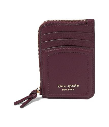 Kate Spade New York Knott Kartenhalter aus genarbtem Leder, mit Reißverschluss, Deep Cherry, Einheitsgröße, Deep Cherry, Einheitsgröße, Knott Kartenetui aus genarbtem Leder mit Reißverschluss von Kate Spade New York