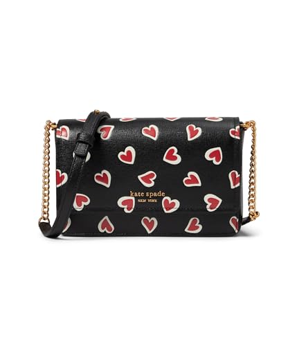 Kate Spade New York Morgan Geldbörse aus Saffiano-Leder mit geprägtem Herzmotiv, Schwarz Multi, Einheitsgröße, Morgan Geldbörse aus Saffiano-Leder mit geprägtem Herzmotiv von Kate Spade New York