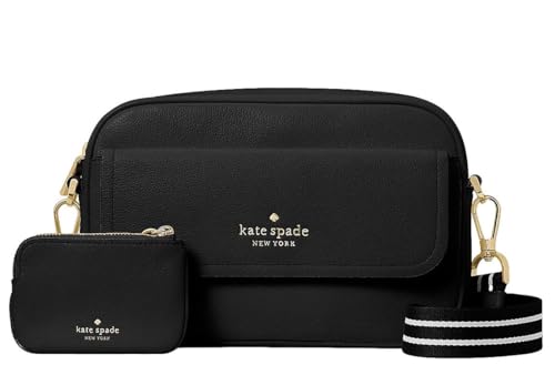 Kate Spade New York Rosie Damen Kameratasche aus genarbtem Leder, Schwarz, Schwarz von Kate Spade New York