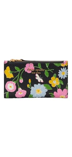 Kate Spade New York Roulette Floral geprägtes Leder Bifold Geldbörse, Schwarz, Bifold von Kate Spade New York