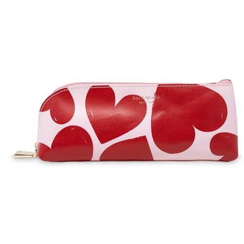 Kate Spade New York Federmäppchen mit Bürobedarf, Reißverschlusstasche inklusive 2 Bleistiften, Spitzer, Radiergummi und Lineal, süße Herzen in Pink von Kate Spade New York