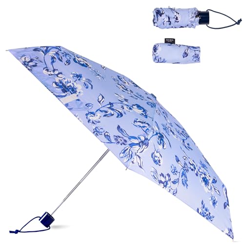 kate spade new york Kompakter Regenschirm mit Aufbewahrungstasche für Reisen oder Auto (Blumen-Toile) von Kate Spade New York