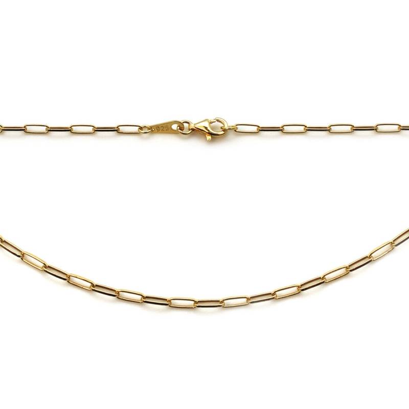 Vergoldete Kette-sterling Silber Lange Box Ketten Halskette - Halskette- Büroklammer Kette Größen 16 40 Zoll Sku Ka1002-Vm von KateAvenue