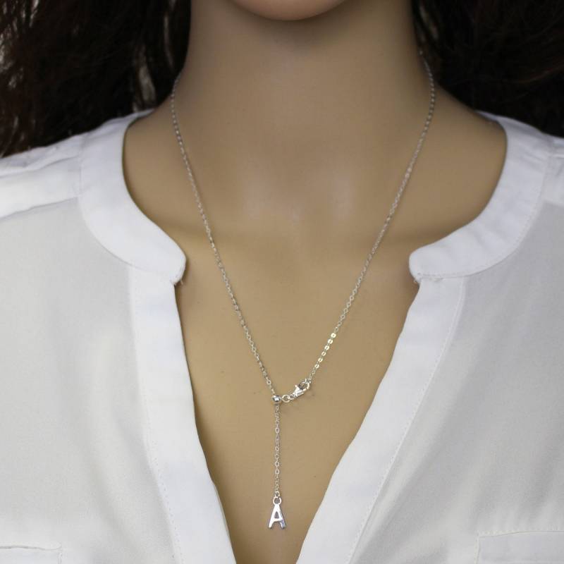 sterling Silber Halskette Flachkabel Kette-Verstellbare Halskette, Personalisierte Mit Anfangsbuchstaben -Verstellbare Kette Bis 22 " von KateAvenue