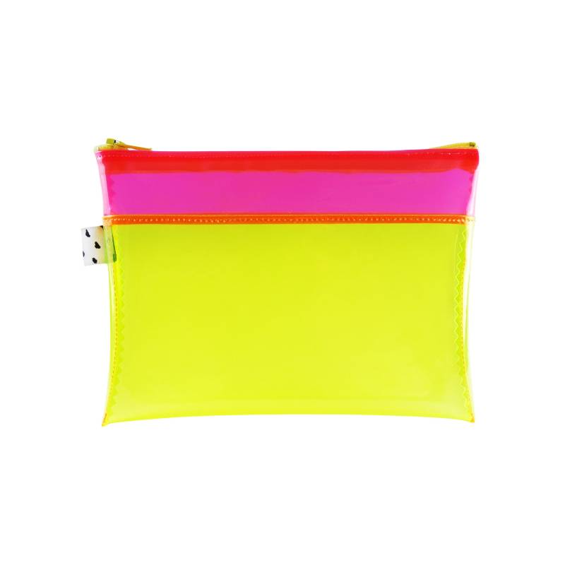 Rosa & Gelbe Vinyl Tasche | Neon Gelee Beutel Pvc Kunststoffreißverschlussbeutel von KateCornShop