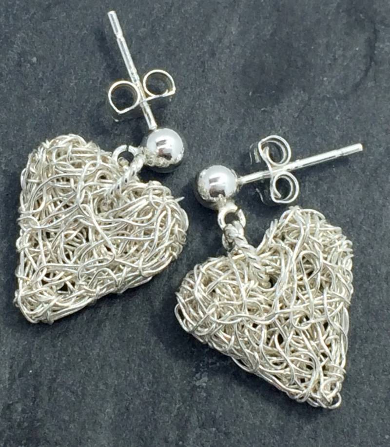 sterling Silber Herz Ohrringe sterling Silber Herz Ohrringe von KateMichelleUK