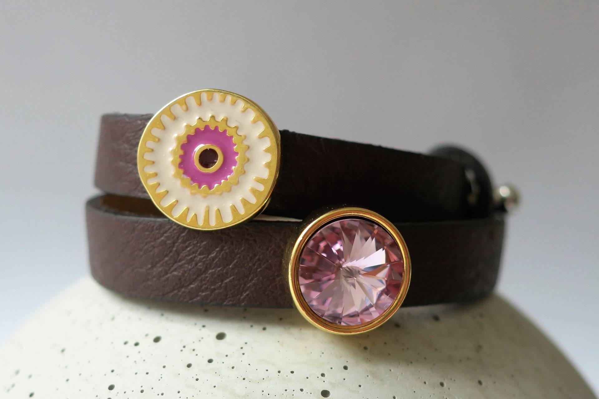 Boho Rosé - Lederarmband Swarovski® Rivoli von KateUndMo