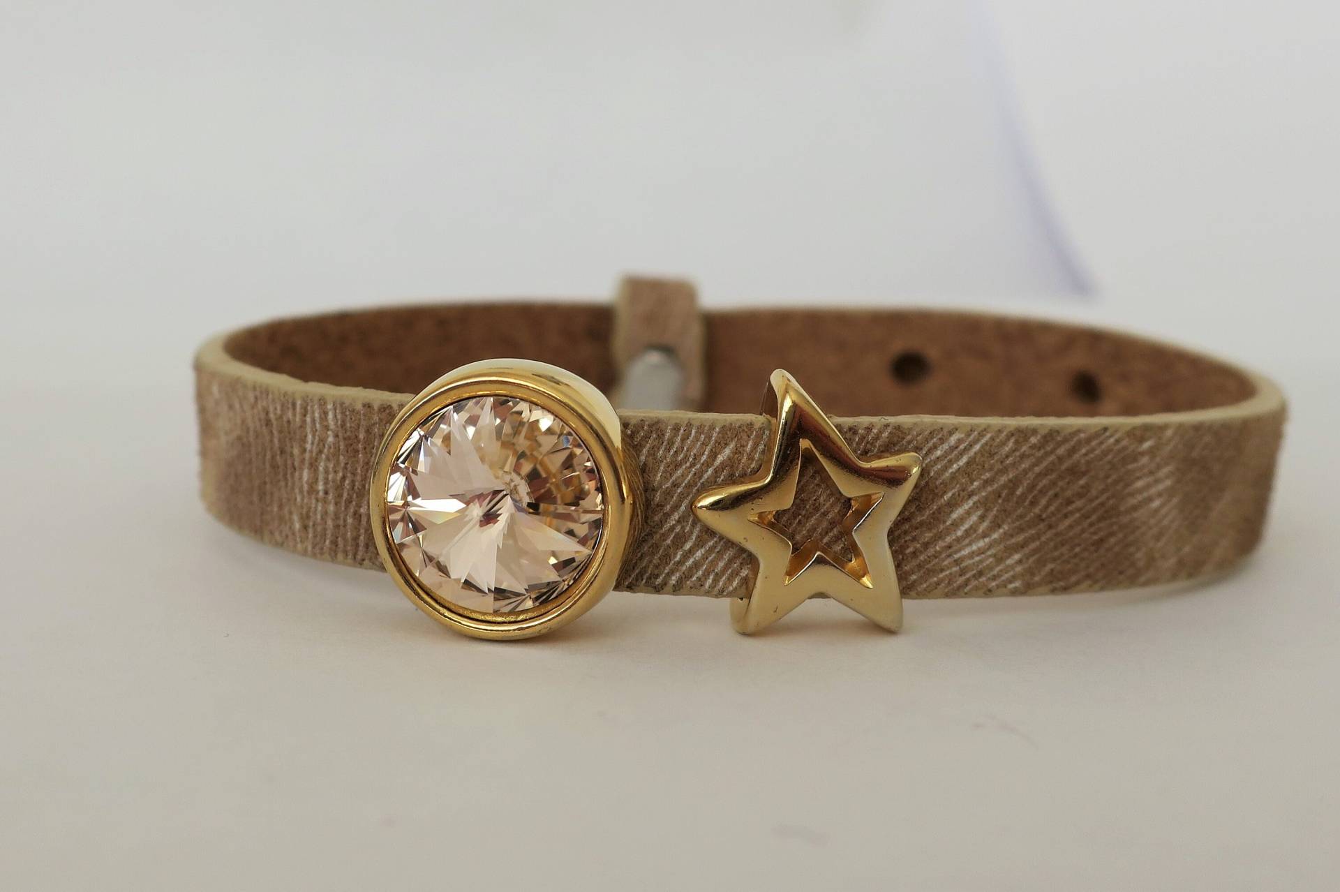 Golden Star Light - Lederarmband Swarovski® Rivoli von KateUndMo