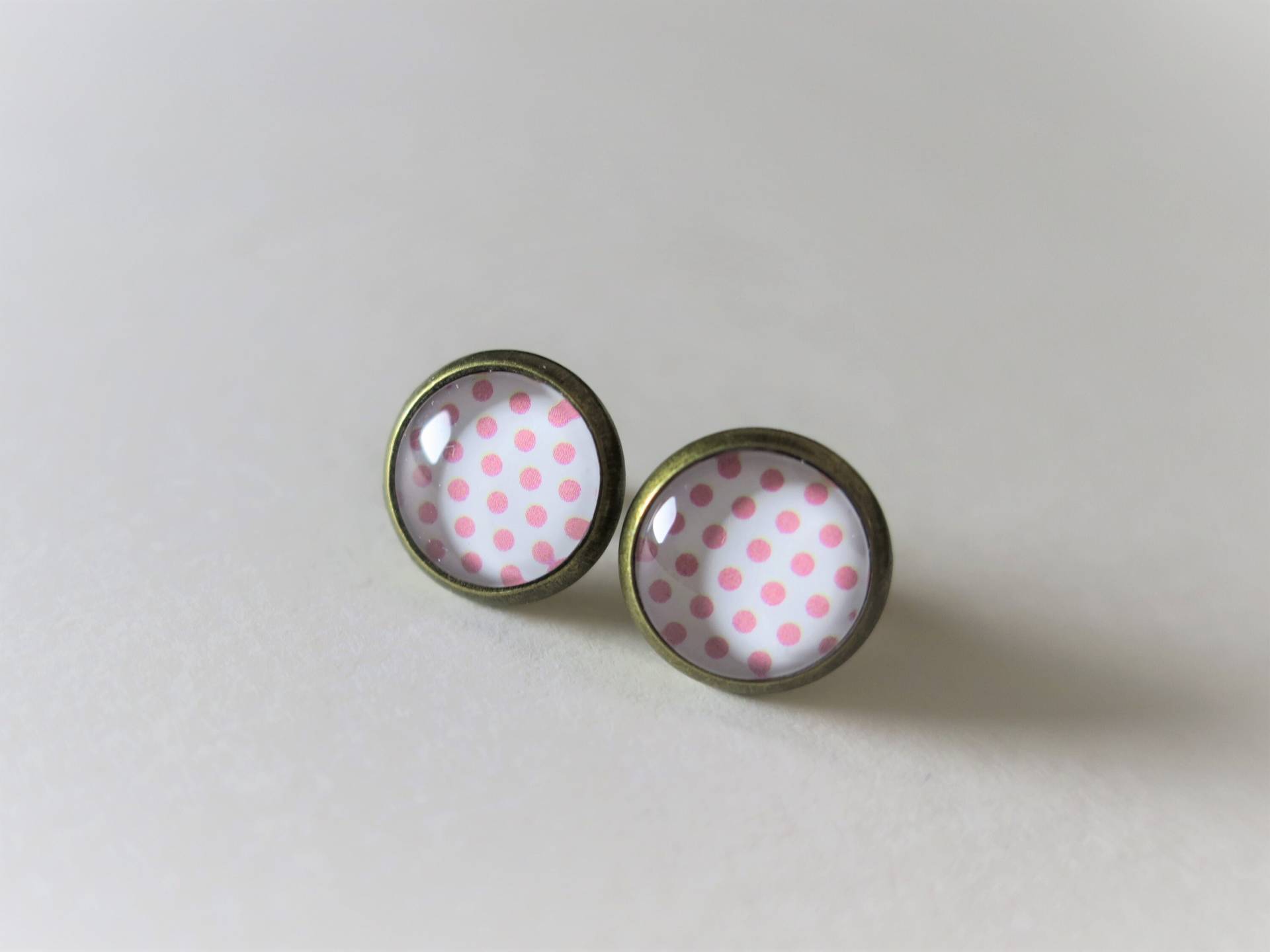 Sorbet - Polka Dots Fröhliche Ohrstecker 10mm, Weiß-Rosa Sorbet - Polka Dots Fröhliche Ohrstecker 10mm, Weiß-Rosa von KateUndMo