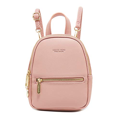 Katech Damen Rucksack, Damen Pu Leder Mini Rucksack Reisen Klein Rucksack, Kluge Wahl für Elegante Damen (Pink) von Katech