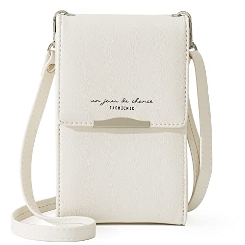 Katech Handytasche zum Umhängen, Klein Handy Umhängetasche Damen Multifunktionale Crossbody Tasche mit 4 Kartenfächer Verstellbar Schultergurt, Handy Schultertasche für Handy unter 6,5 Zoll (Weiß) von Katech