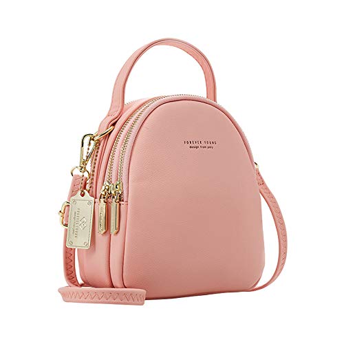 Katech Mode Rucksack Damen Kleine Handy Schultertasche Lederrucksack Frauen Klein Handtasche Mini Casual Daypacks für Party/Reisen/Arbeit (Rosa) von Katech