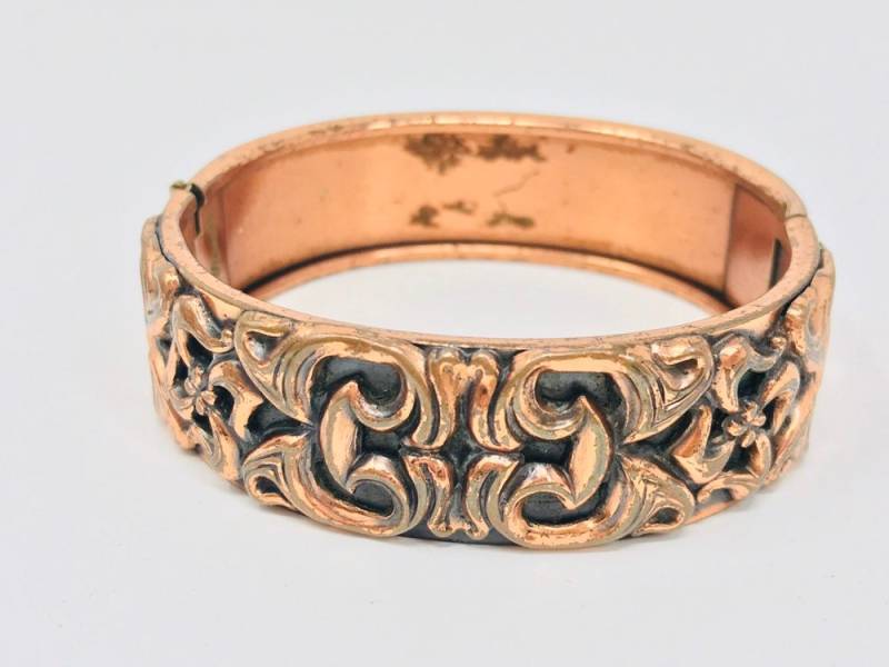 Seltene Vintage Kupfer Renoir Verschluss Armband, Blumen-Armband, Armband Seltene Vintage Kupfer Renoir Verschluss Armband, Blumen-Armband, Armband von KatekaisAlchemy