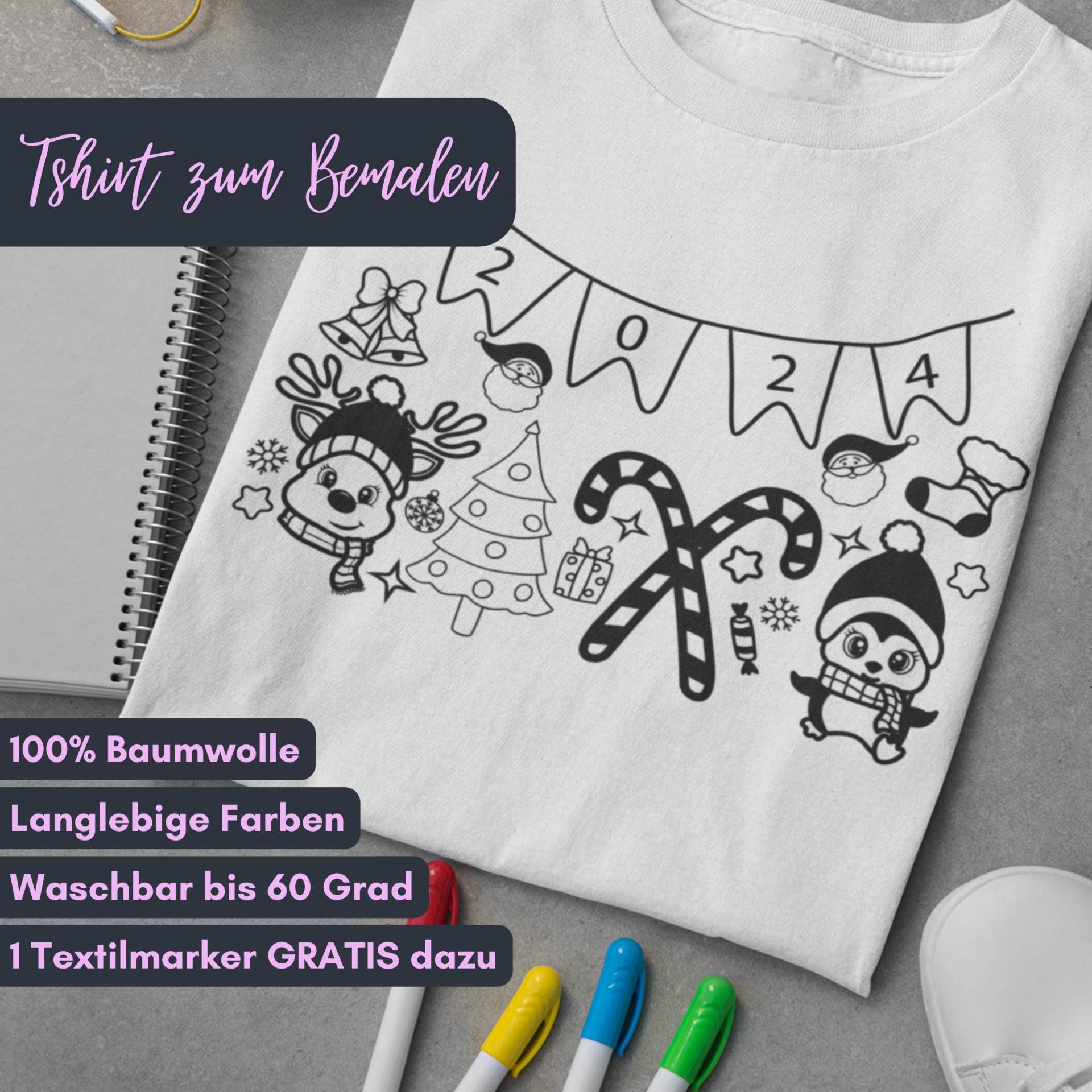 Bemalbares Shirt | Weihnachtsgeschenk Kinder Kreativset Lustige T-Shirt Tshirt Zum Bemalen Ausmahl von Katelier1