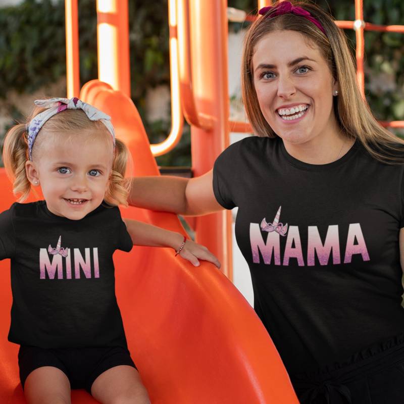 Einhorn Partnerlook T-Shirt | Mama Tochter Outfit Mit Und Mini Muttertag Geschenk Einhorn-Druck Passende Shirts von Katelier1
