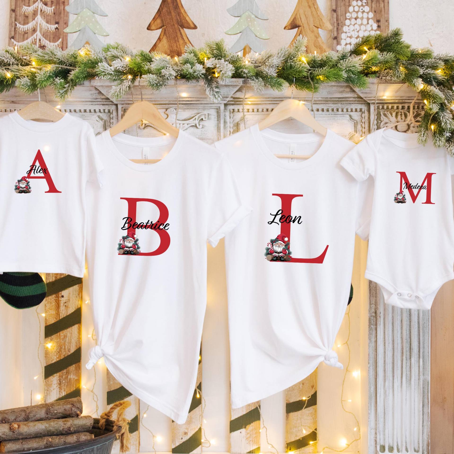 Familien Tshirt Set | Weihnachten Blusen Familie Outfit Tshirts Personalisierte Partnerlook Shirts von Katelier1