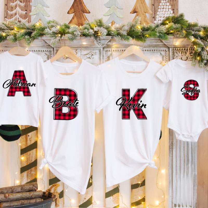 Weihnachten Tshirts | Familien Set Familie Outfit Monogram Bluse Personalisierte Tshirt Partnerlook Shirts von Katelier1