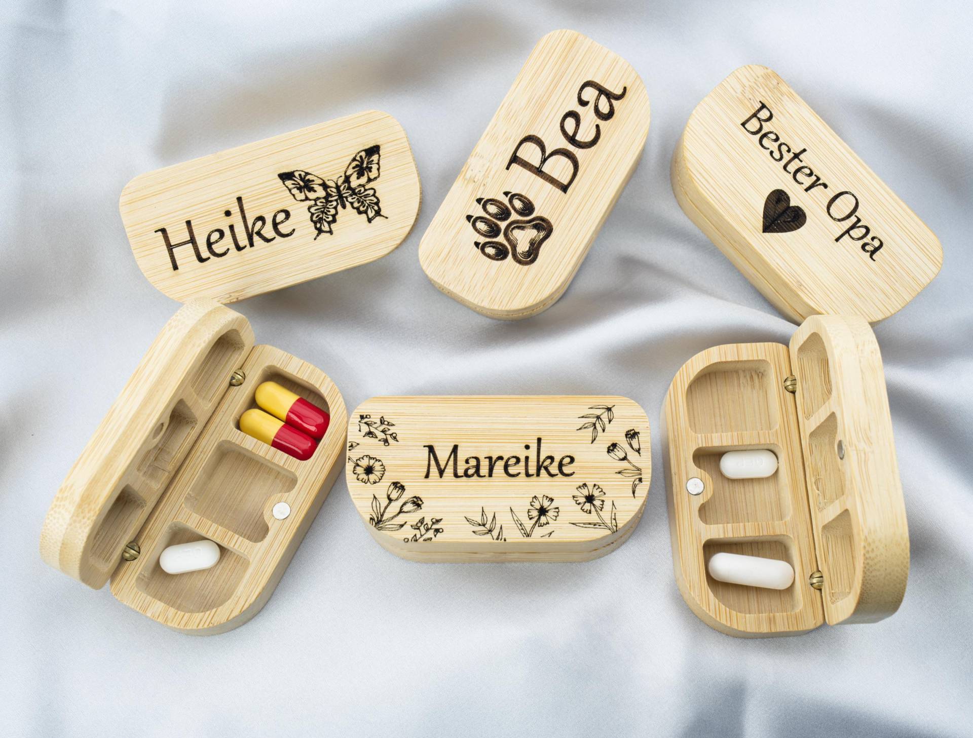 Pillenbox Personalisiert Aus Bambus Für Unterwegs von KatesLittleFairytale