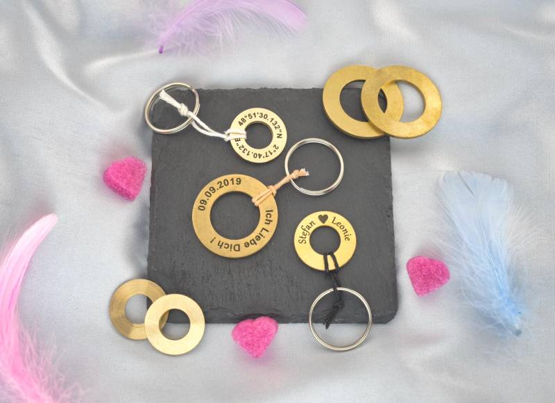 Schlüsselanhänger Mit Koordinaten Rund Messing Wunsch Gravur Schlüsselanhänger Mit Koordinaten Rund Messing Wunsch Gravur von KatesLittleFairytale