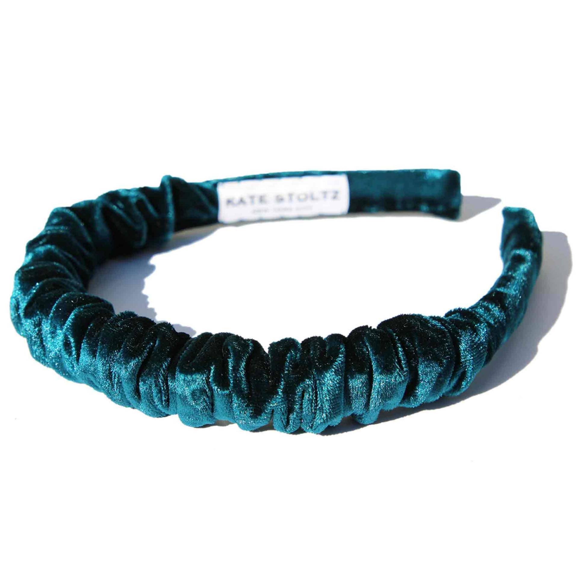 Rüschen Velour Ultramarin Grün Stirnband von Katestoltznyc