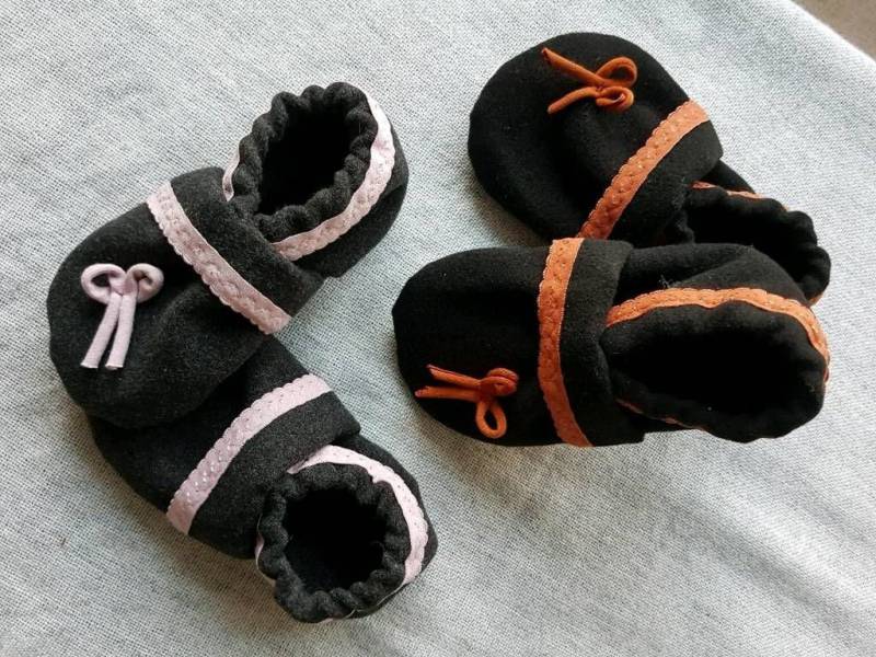 Lauflernschuhe Hausschuhe Mit Ledersohle | Upcycling von KathasAtelierDE