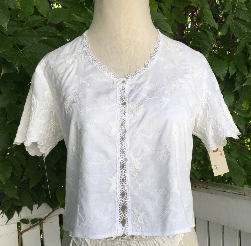 Baumwolle Bestickt Strickjacke Mit Kurzarm #9 in 100 % Rasen Weiß Ps von KatherineHarestad