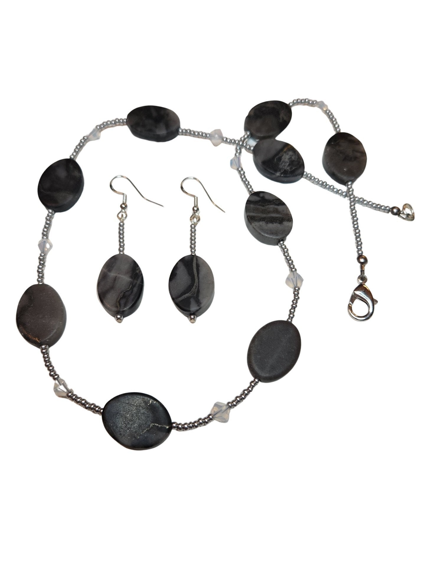 Marmor Beschichtete Perlen Halskette & Ohrringe Set | N12 Marmor Beschichtete Perlen Halskette & Ohrringe Set | N12 von KathiesJewelryDesign