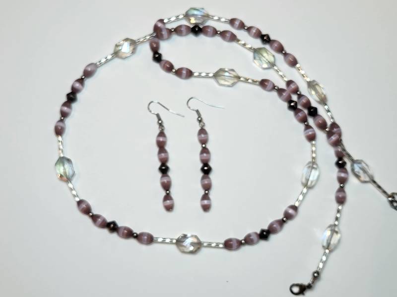 Silber & Lavendel Halskette Und Ohrring Set | N27 Silber & Lavendel Halskette Und Ohrring Set | N27 von KathiesJewelryDesign