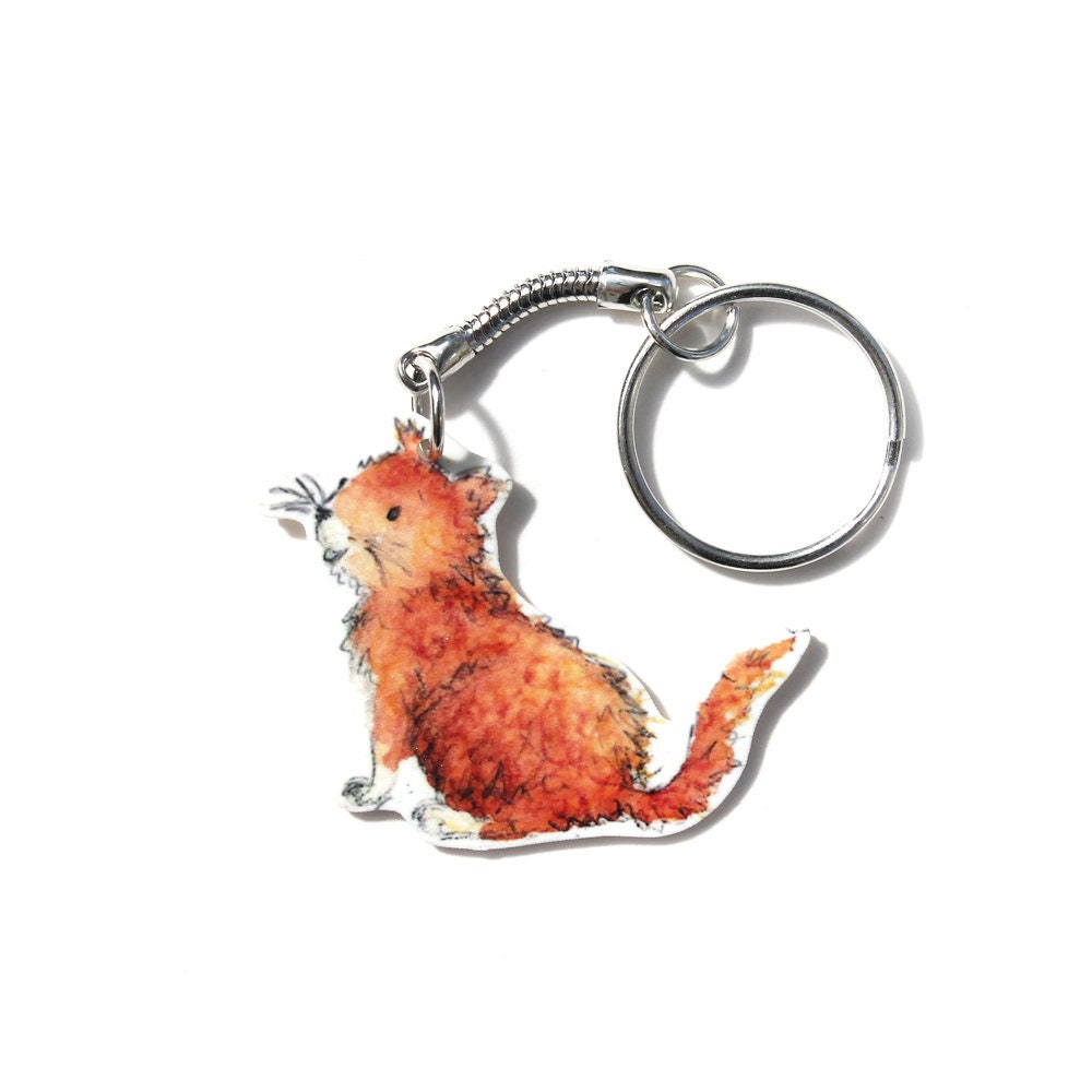 Katze Schlüsselanhänger/Schlüsselanhänger Katze Schlüsselanhänger/Schlüsselanhänger von KathleenIllustration