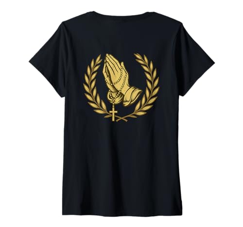 Damen Hände beten: Rosenkranzgebet - katholisch T-Shirt mit V-Ausschnitt Damen Hände beten: Rosenkranzgebet - katholisch T-Shirt mit V-Ausschnitt von Katholische Geschenke & Co.