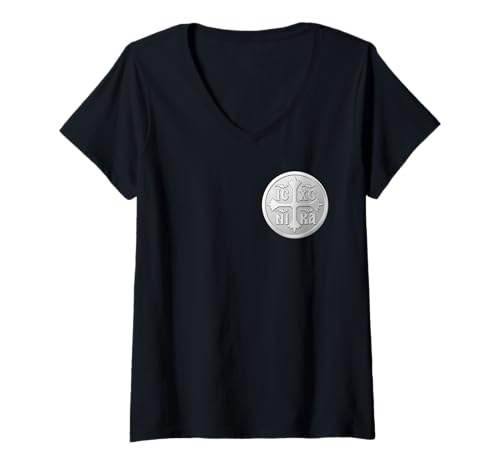 Damen IC XC Nika Christogramm - Katholisch -orthodoxer Christ T-Shirt mit V-Ausschnitt Damen IC XC Nika Christogramm - Katholisch -orthodoxer Christ T-Shirt mit V-Ausschnitt von Katholische orthodoxe Symbole & Co.