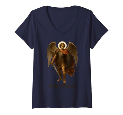 Damen Erzengel Saint Michael Gebet - katholischer Christen T-Shirt mit V-Ausschnitt Damen Erzengel Saint Michael Gebet - katholischer Christen T-Shirt mit V-Ausschnitt von Katholischer Heiliger Michael Geschenke & Co.