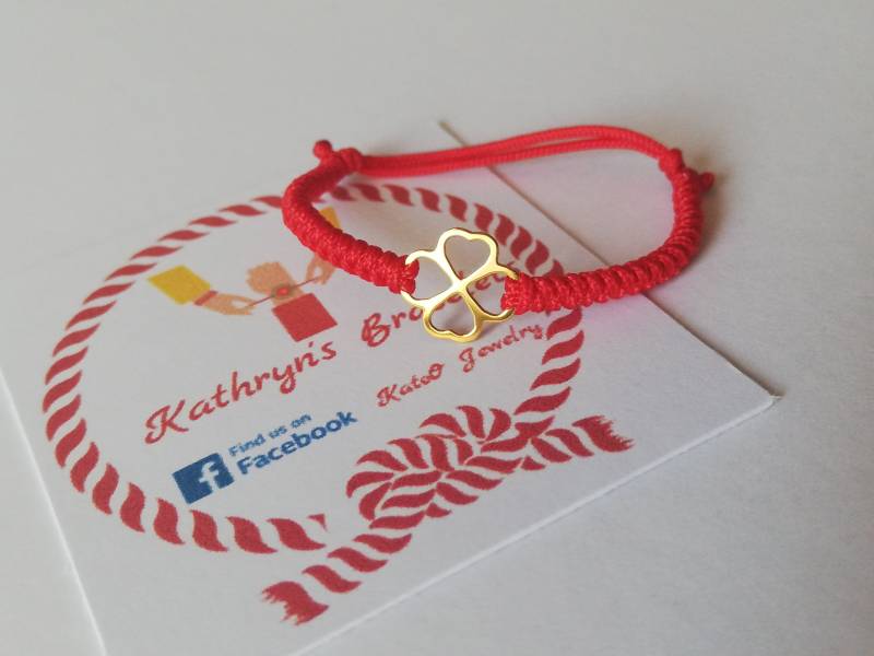 14K Offenes Klee Baby Armband. 1.geburtstag Geschenk. Kinderschutzfaden Rot. Baby-Dusche-Geschenk. Gold Goldenes Glückskleebaby von KathrynsBracelet