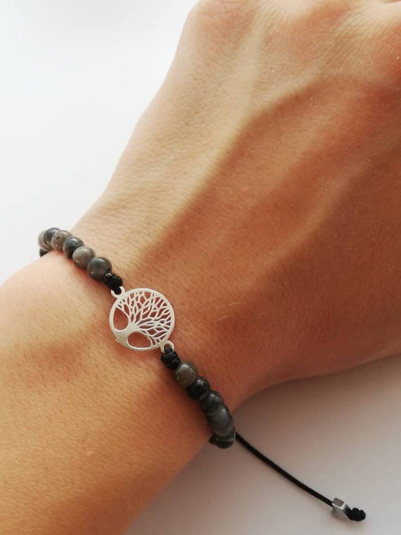 Baum Des Lebens Labradorit Armband Sterling Silber Perlen Edelstein von KathrynsBracelet