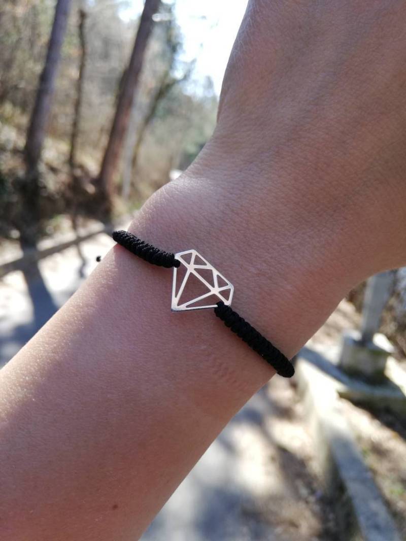 sterling Silber Diamant Bettelarmband Schwarzer Schmuck von KathrynsBracelet