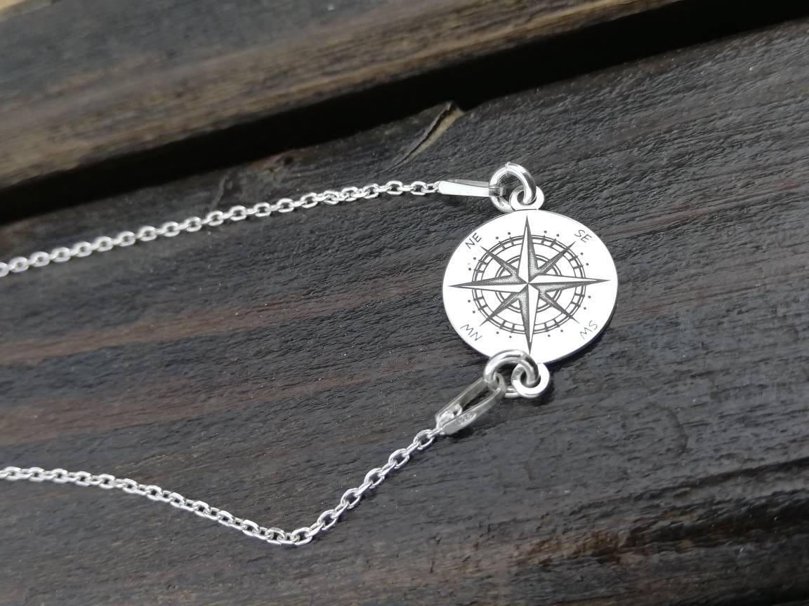 Fern Geschenk Für Sie. Reisende Geschenkidee. Zierliche Kompass Halskette Damen. Egal Wo Du Geschenkt Bist. Fernsilberkompass von KathrynsBracelet