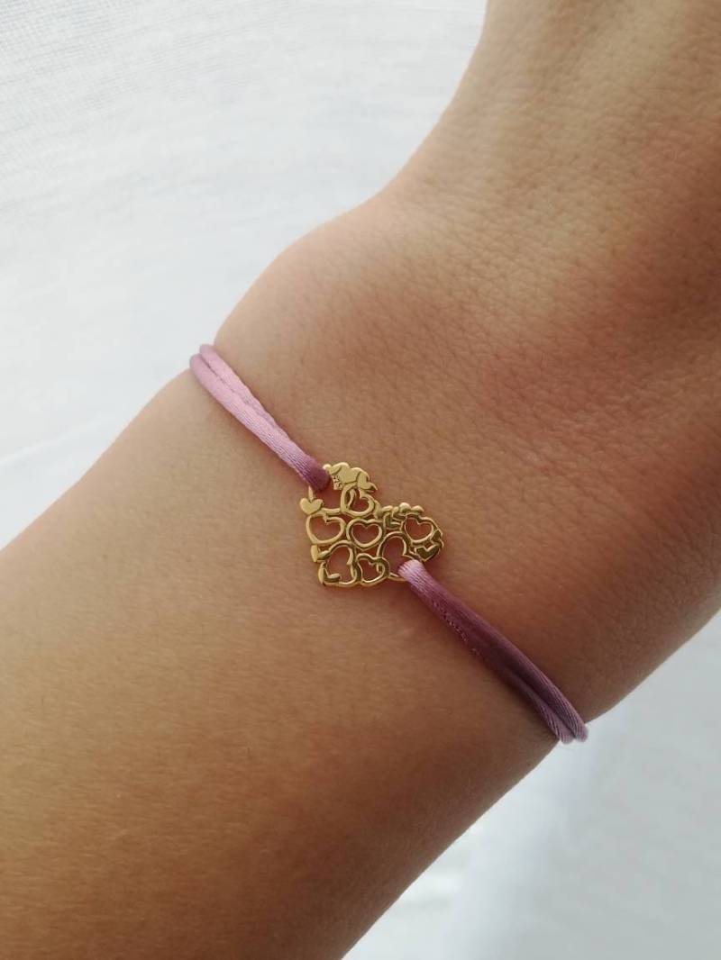 Goldene Herzen Frauen Geschenk. Charm Brautjungfer Armband, Lovely Schwester Geschenk, Rose Ashes Farbe, Zierliche Und Zarte Faden, Ich Liebe Dich Goldene Herzen Frauen Geschenk. Charm Brautjungfer Armband, Lovely Schwester Geschenk, Rose Ashes Farbe, Zierliche Und Zarte Faden, Ich Liebe Dich von KathrynsBracelet