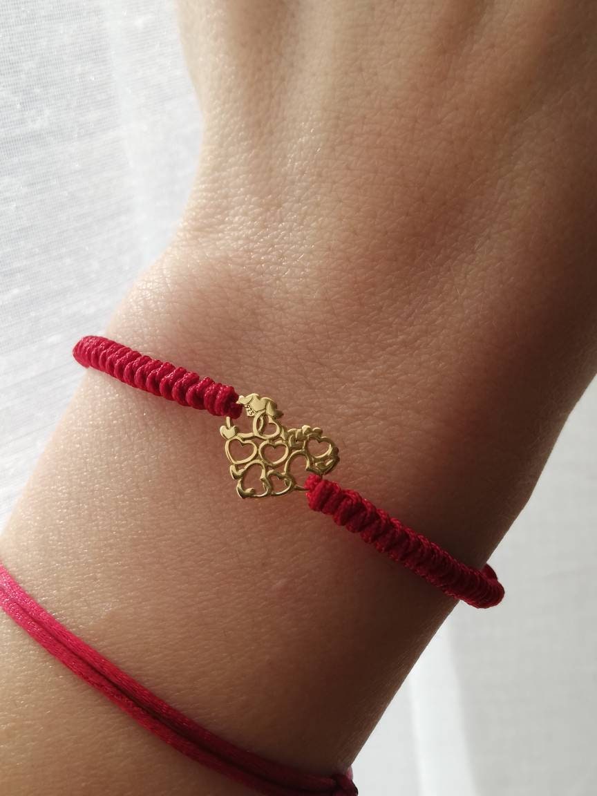 Gold Herz Red String Armband Sterling Silber Liebesgeschenk von KathrynsBracelet