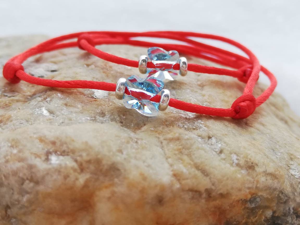 Mommy & Me Red String Armband-Set Swarovski Schmuckanhänger Schmetterling, Sterling Silber von KathrynsBracelet