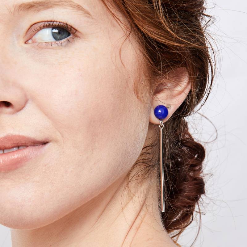 Glass Dot Ohrring Mit Sterling Silber Bar Drop | Pop Kollektion von KatieKismet