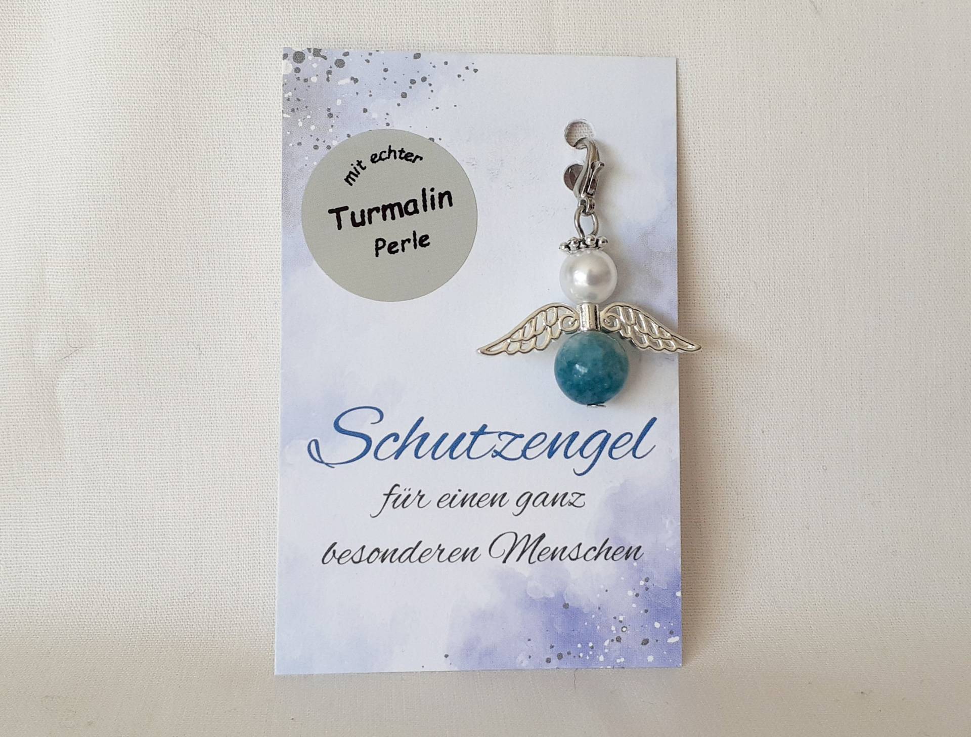 Schutzengel Anhänger, Echte Edelstein Perle. Turmalin, Glücksbringer, Engel, Geschenkanhänger, Gastgeschenk, Auf Karte von KatjasRosenwerkstatt