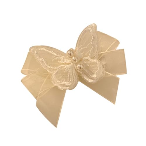 1 Paar Frauen Haarspangen Schmetterling Form Dreischichtige Mesh Bow-Knoten Anti-Rutsch Faux Perle Dekor Leichte Haar Klauen Haar Styling von Katolang