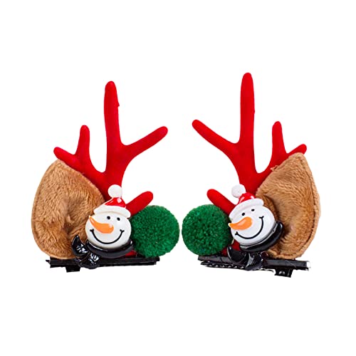 1 Paar Weihnachten Haarspangen Cartoon Dekor Plüsch Ohren Hirsch Geweih Nette Anti-Rutsch-Haarschmuck Kopfbedeckung Xmas Erwachsene Kinder Ente von Katolang