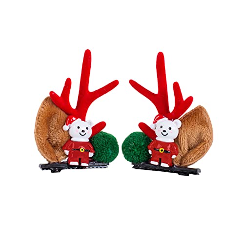 1 Paar Weihnachten Haarspangen Cartoon Dekor Plüsch Ohren Hirsch Geweih Nette Anti-Rutsch-Haarschmuck Kopfbedeckung Xmas Erwachsene Kinder Ente von Katolang